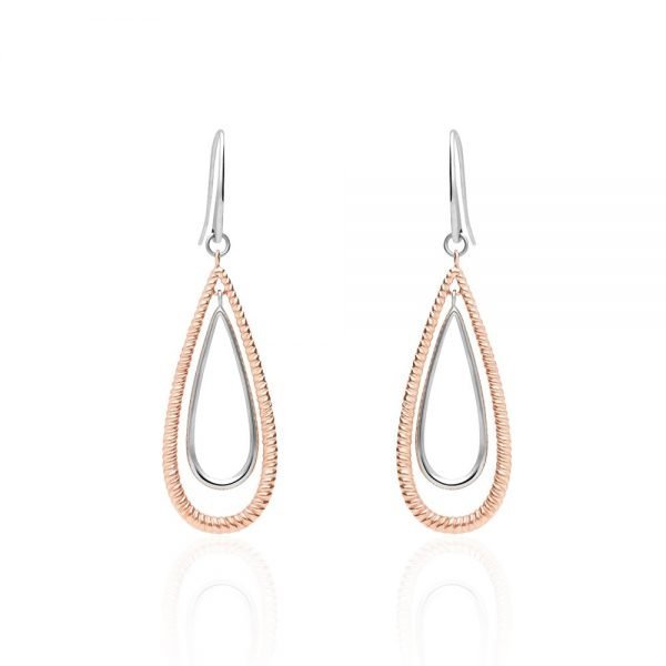 Orecchini Donna Stroli In Acciaio Bicolore Con Pendente A Goccia 3 - Verre Gioielli Orecchini Donna Stroli In Acciaio Bicolore Con Pendente A Goccia