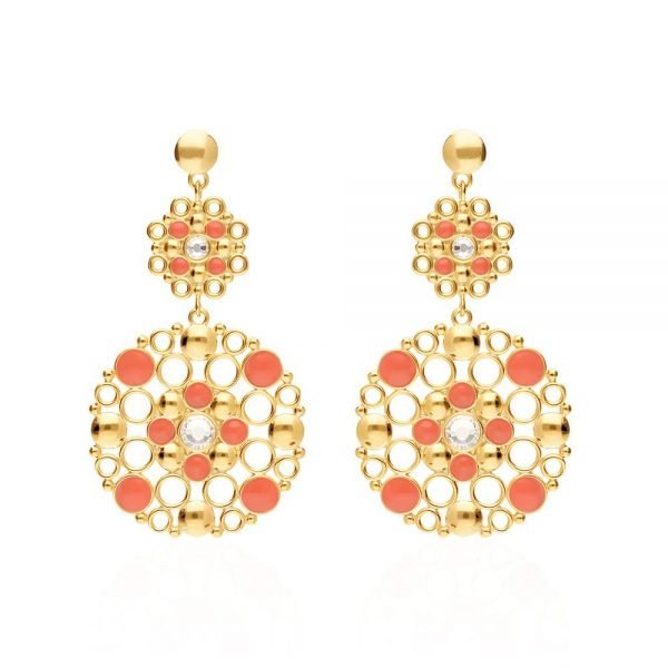 Orecchini Donna Stroili In Ottone Rosato Con Cristalli E Smalto Arancio E Pendente 3 - Verre Gioielli Orecchini Donna Stroili In Ottone Rosato Con Cristalli E Smalto Arancio E Pendente