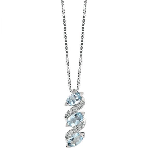 Collana Donna Bliss In Oro Bianco 18 kt E Diamanti 0.05 Ct E Acquamarina 1.05 Ct 3 - Verre Gioielli Collana Donna Bliss In Oro Bianco 18 kt E Diamanti 0.05 Ct E Acquamarina 1.05 Ct