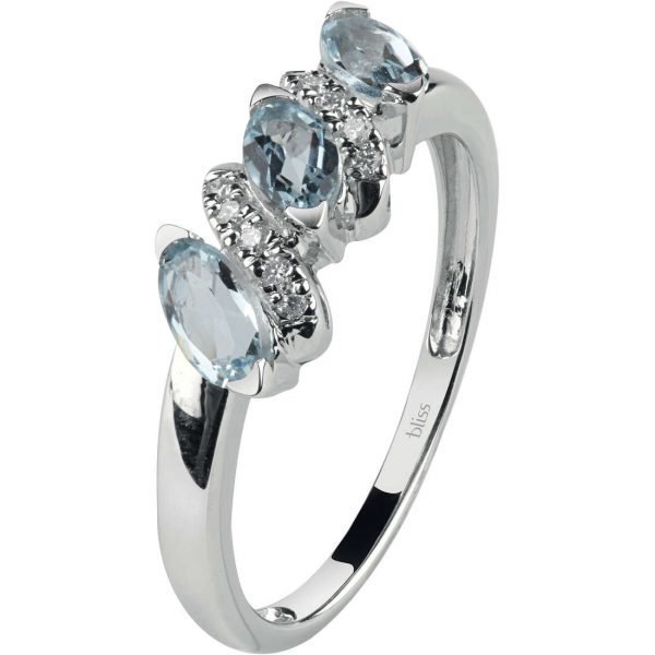 Anello Donna Bliss In Oro Bianco 18 Kt Diamanti 0.05 Ct E Acquamarina 0.90 Ct 3 - Verre Gioielli Anello Donna Bliss In Oro Bianco 18 Kt Diamanti 0.05 Ct E Acquamarina 0.90 Ct