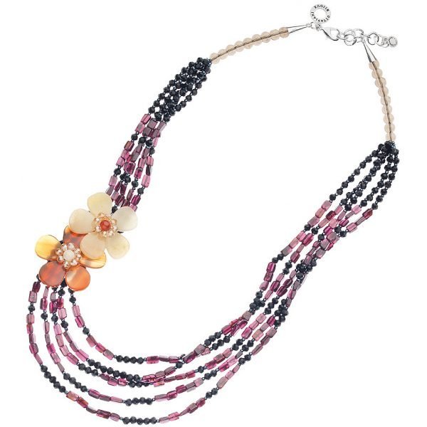 Collana Donna Gioielli Ottaviani Con Granata, Agata, Onice e Cristalli 3 Verre Gioielli - l'istituzione del gioiello