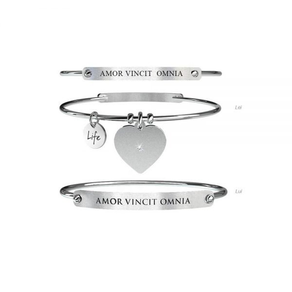 Bracciale Donna doppio Kidult in Acciaio "Lui & Lei | L’amore vince tutto" – Love 3 Verre Gioielli - l'istituzione del gioiello