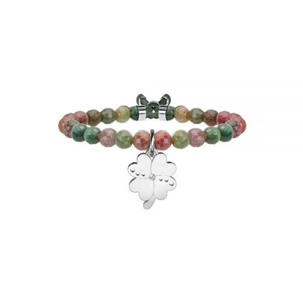 Bracciale Donna Kidult in Acciaio e Diaspro "Quadrifoglio | Fortuna" – Nature 3 Verre Gioielli - l'istituzione del gioiello