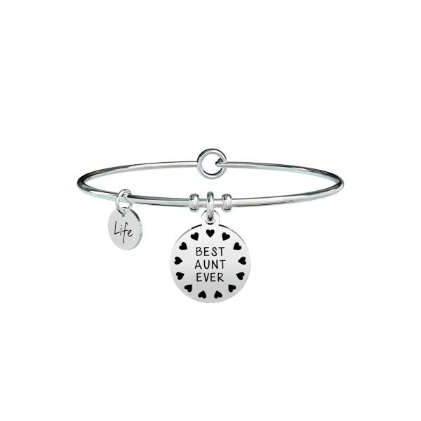 Bracciale Donna Kidult in Acciaio con Ciondolo Best Aunt Ever – Family 3 Verre Gioielli - l'istituzione del gioiello
