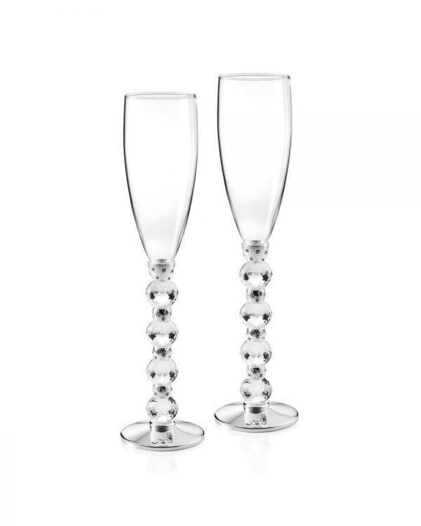 Set Di Due Bicchieri Flute Ottaviani in Metallo Argentato e Cristalli 3 - Verre Gioielli Set Di Due Bicchieri Flute Ottaviani in Metallo Argentato e Cristalli 3 Verre Gioielli - l'istituzione del gioiello