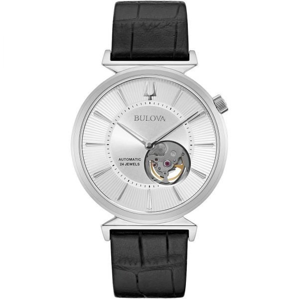 Orologio Uomo Bulova Meccanico Automatico In Acciaio E Pelle 3 - Verre Gioielli Orologio Uomo Bulova Meccanico Automatico In Acciaio E Pelle