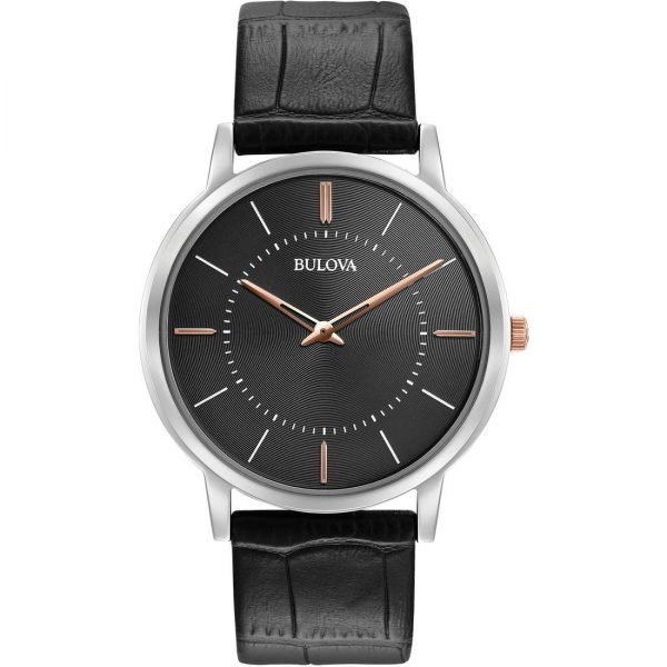 Orologio Uomo Bulova Al Quarzo Solo Tempo In Acciaio E Pelle 3 - Verre Gioielli Orologio Uomo Bulova Al Quarzo Solo Tempo In Acciaio E Pelle