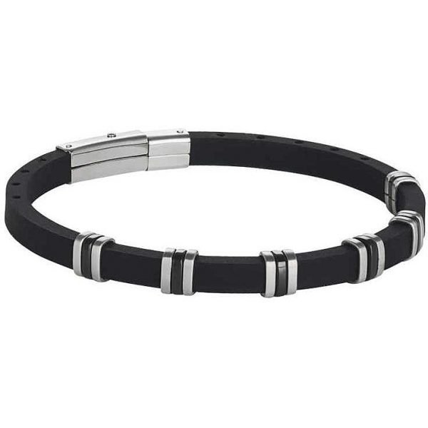 Bracciale Uomo Boccadamo Man In Caucciù Nero Con Acciaio Bianco E Pvd Nero 3 - Verre Gioielli Bracciale Uomo Boccadamo Man In Caucciù Nero Con Acciaio Bianco E Pvd Nero
