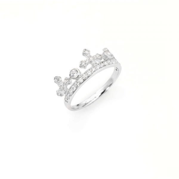 Anello Donna Amen In Argento 925 E Zirconi Bianchi Con Corone 3 - Verre Gioielli Anello Donna Amen In Argento 925 E Zirconi Bianchi Con Corone
