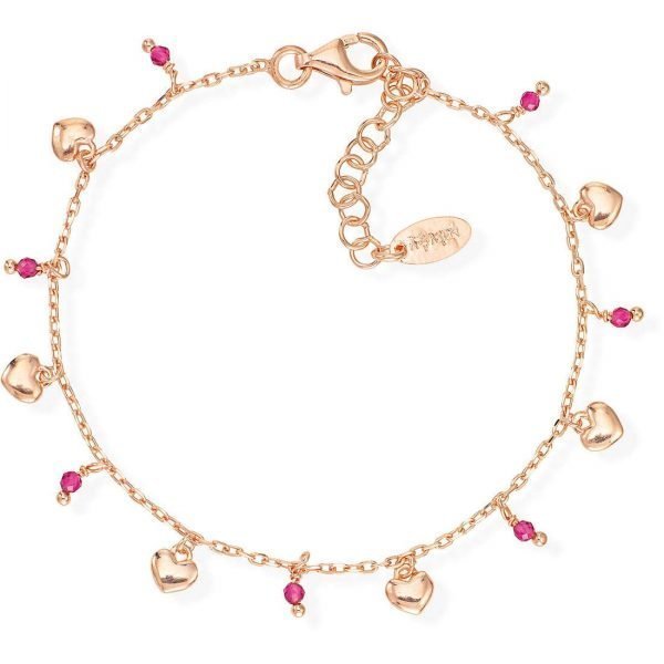 Bracciale Donna Amen In Argento 925 Rosè Cristalli Rosa E Cuori 3 - Verre Gioielli Bracciale Donna Amen In Argento 925 Rosè Cristalli Rosa E Cuori