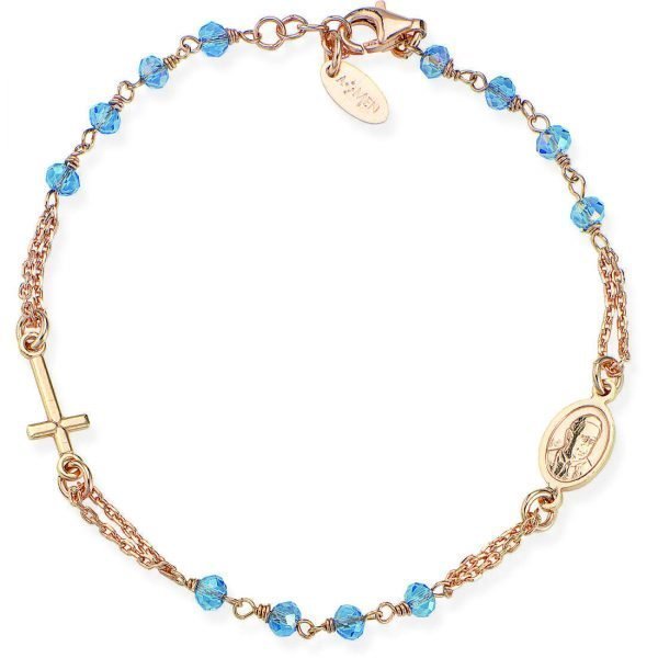 Bracciale Donna Amen In Argento 925 Rosè E Cristalli Azzurri 3 Verre Gioielli - l'istituzione del gioiello