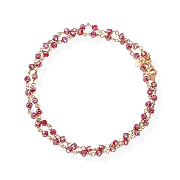 Bracciale Multifilo Donna Amen In Argento 925 Rosè E Cristalli Rossi 2 Verre Gioielli - l'istituzione del gioiello