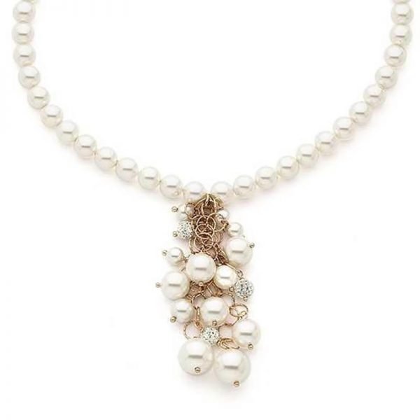 Girocollo Rosato In Argento 925 Rosè Con Perle Swarovski E Boules 3 - Verre Gioielli Girocollo Rosato In Argento 925 Rosè Con Perle Swarovski E Boules