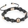 Bracciale Uomo Gioielli Gerba Kabir 560 Con Filo Macramè Nero E Componenti In Onice Nera E Argento 925 Rosato