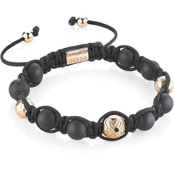 Bracciale Uomo Gioielli Gerba Kabir 560 Con Filo Macramè Nero E Componenti In Onice Nera E Argento 925 Rosato 3 - Verre Gioielli Bracciale Uomo Gioielli Gerba Kabir 560 Con Filo Macramè Nero E Componenti In Onice Nera E Argento 925 Rosato