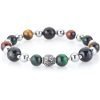 Bracciale Uomo Gerba Leon 451 Con Filo Elastico E Pietre Di Occhio Di Tigre Ematite E Argento 925