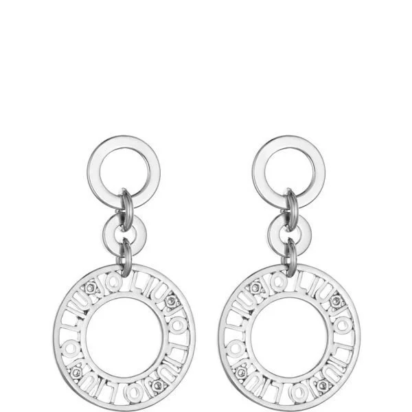 Orecchini Donna Luca Barra – Acciaio Con Cristalli Bianchi, Diametro 18mm, Referenza OK1238