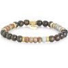 Bracciale Uomo Gerba Stone Mason Con Filo Elastico E Pietre Di Bronzite Amazzonite E Loghi In Argento 925 1 - Verre Gioielli Bracciale Uomo Gerba Stone Mason Con Filo Elastico E Pietre Di Bronzite Amazzonite E Loghi In Argento 925