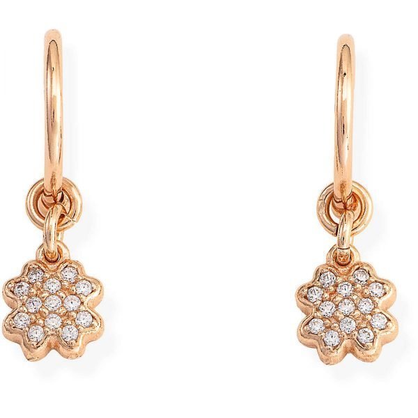 Orecchini Donna Amen In Argento 925 Rosè Zirconi Bianchi E Charm A Quadrifoglio 3 - Verre Gioielli Orecchini Donna Amen In Argento 925 Rosè Zirconi Bianchi E Charm A Quadrifoglio