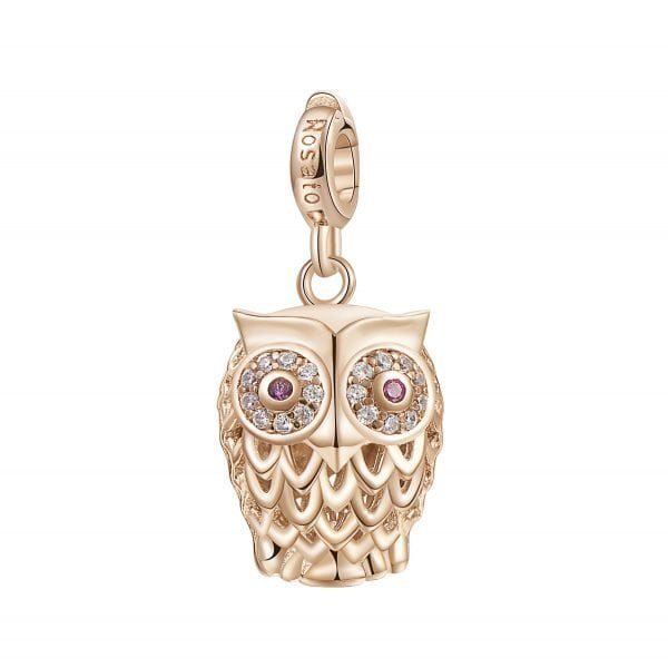 Charm Donna Rosato Storie A Gufetto In Argento 925 E Galvanica Oro Rosa