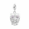 Charm Donna Rosato Storie A Gufetto In Argento 925 E Cubic Zirconia Rossi E Bianchi