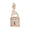 Charm Donna Rosato Storie Lucchetto In Argento 925 Con Galvanica Oro Rosa E Cubic Zirconia
