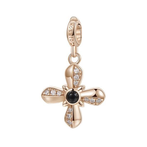 Charm Donna Croce-Fede Rosato Storie Argento Rosè 2 Verre Gioielli - l'istituzione del gioiello