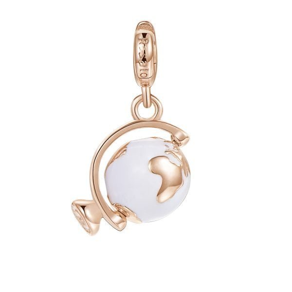Charm Donna Mappamondo-Viaggio Rosato Storie Argento Rosè 3 Verre Gioielli - l'istituzione del gioiello