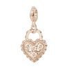Charm Donna Lucchetto-Amore Rosato Storie Argento Rosè 1 Verre Gioielli - l'istituzione del gioiello