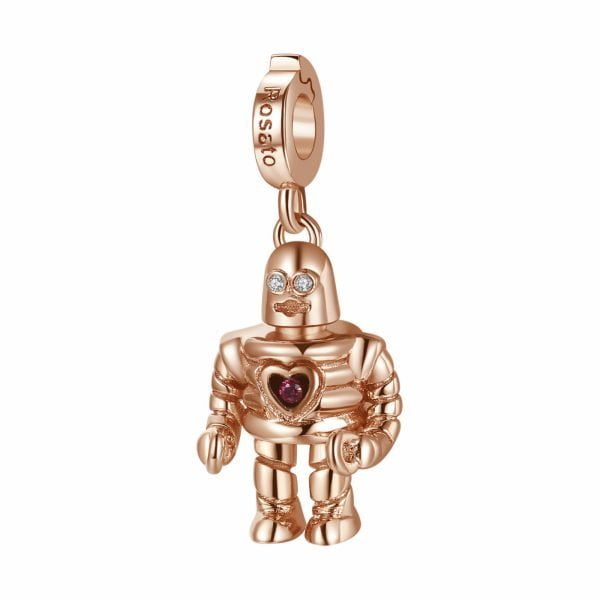 Charm Donna Robot-Amore Rosato Storie Argento Rosè 3 Verre Gioielli - l'istituzione del gioiello