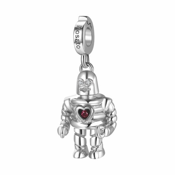 Charm Donna Robot-Amore Rosato Storie Argento 3 Verre Gioielli - l'istituzione del gioiello