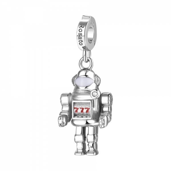 Charm Donna Robot-Fortuna Rosato Storie Argento 3 Verre Gioielli - l'istituzione del gioiello