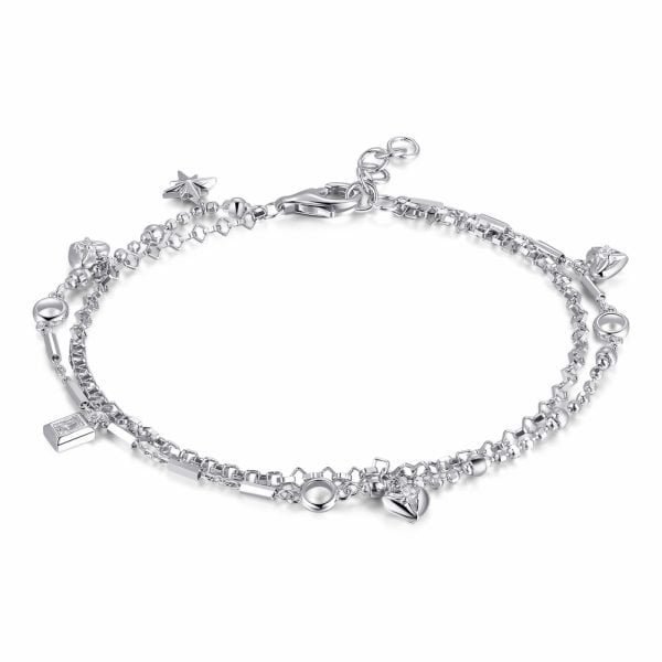 Bracciale Donna Rosato In Argento 925 Componibile Con Pendenti A Cuore E 4 Cubic Zirconia 3 - Verre Gioielli Bracciale Donna Rosato In Argento 925 Componibile Con Pendenti A Cuore E 4 Cubic Zirconia