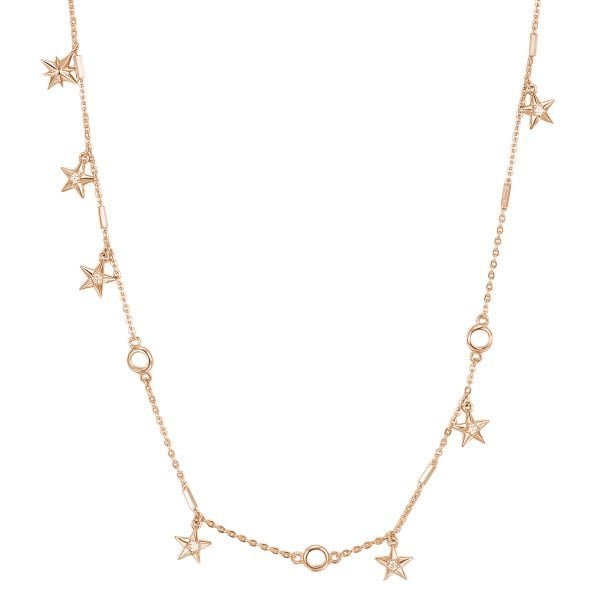 Collana Componibile Donna Rosato In Argento 925 Con Galvanica Oro Rosa Pendenti A Stella E Cubic Zirconia 3 - Verre Gioielli Collana Componibile Donna Rosato In Argento 925 Con Galvanica Oro Rosa Pendenti A Stella E Cubic Zirconia