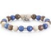 Bracciale Uomo Gerba Xavier 560 Con Filo Elastico E Pietre Di Agata Multicolor E Loghi In Argento 925 2 - Verre Gioielli Bracciale Uomo Gerba Xavier 560 Con Filo Elastico E Pietre Di Agata Multicolor E Loghi In Argento 925