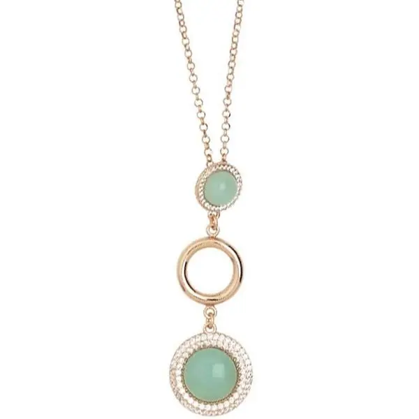 Collana Donna Gioielli Boccadamo In Bronzo Rosato E Cristalli Cabochon Con Pendente