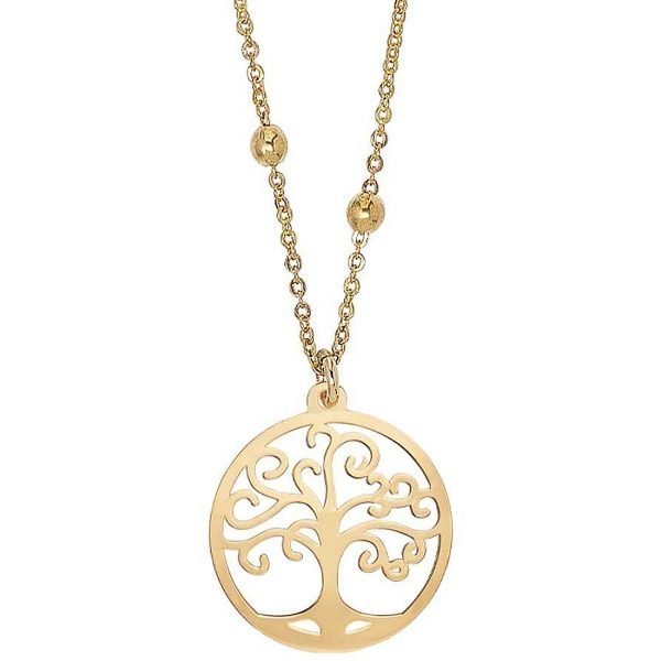 Collana Donna Gioielli Boccadamo In Bronzo Dorato Con Pendente A ALbero Della Vita