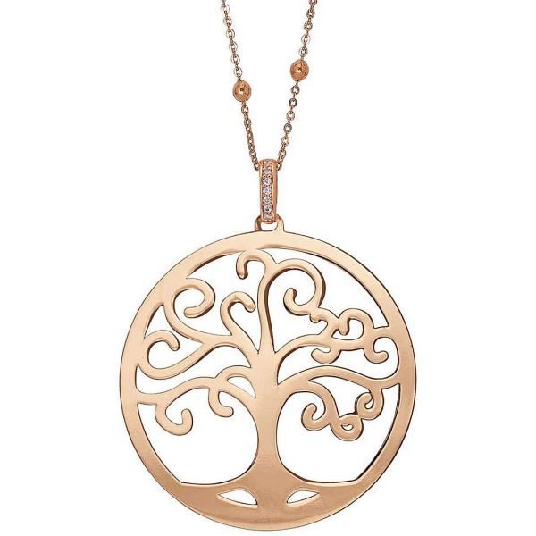 Collana Donna Boccadamo Jewels In Bronzo Rosato Con Pendente Albero Della Vita E Zirconi 3 - Verre Gioielli Collana Donna Boccadamo Jewels In Bronzo Rosato Con Pendente Albero Della Vita E Zirconi