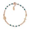 Bracciale Rosario Donna Amen In Argento 925 Rosato E Cristalli Petrolio 1 - Verre Gioielli Bracciale Rosario Donna Amen In Argento 925 Rosato E Cristalli Petrolio