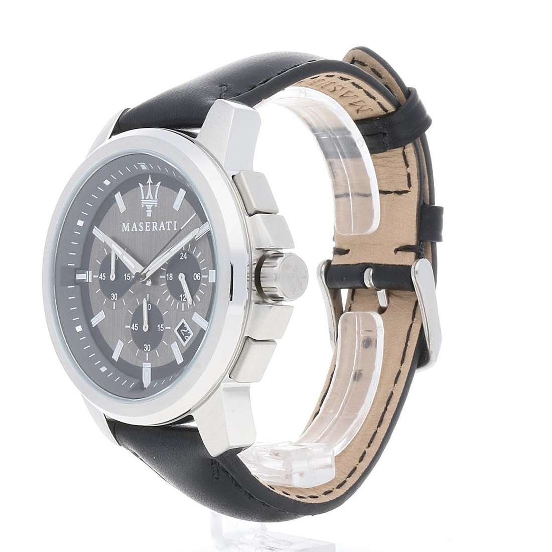 Orologio Maserati Uomo Solo Tempo Cronografo In Acciaio Successo Con  Datario - Verre Gioielli
