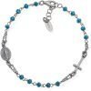 Bracciale Donna Amen Rosario In Argento 925 Madonna E Cristalli Blu Pastello