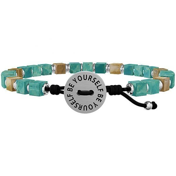 Bracciale Uomo Kidult Philosophy Con Cubi In Turchese E Occhio Di Tigre Piastra Tonda In Acciaio 3 - Verre Gioielli verre-gioelli-bracciale-uomo-gioielli-kidult-philosophy-731776_