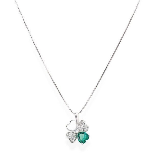 Collana Donna Amen Quadricuore Argento 925 Rodiato Con Zirconi Bianchi E Verdi 3 - Verre Gioielli verre-gioellicollana-donna-gioielli-amen-quadricuore