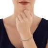 Bracciale In Ottone Rodiato Con Elementi In Conchiglia Grigi e Boule Diamantate 1 Verre Gioielli - l'istituzione del gioiello