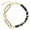 Bracciale Donna Stroili in Ottone Placcato Oro con Elementi Conchiglia Nera e Strass