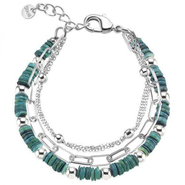 Bracciale Stroili Oro Donna Multicatena Hawai In Ottone Rodiato e Elementi in Conchiglia Verde 3 - Verre Gioielli Bracciale Stroili Oro Donna Multicatena Hawai In Ottone Rodiato e Elementi in Conchiglia Verde