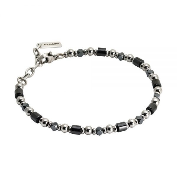 Bracciale Uomo Boccadamo Man Ematite Sfaccettata Ed Elementi In Ceramica