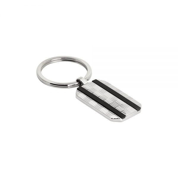 Portachiavi Uomo Boccadamo Man In Acciaio 316L Con Piastrina Decorata E Doppio Inserto In Pvd Nero 3 - Verre Gioielli verre-gioielli-APC053