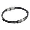 Bracciale Uomo Boccadamo Man In Acciaio 316L e Similpelle Con Zircone