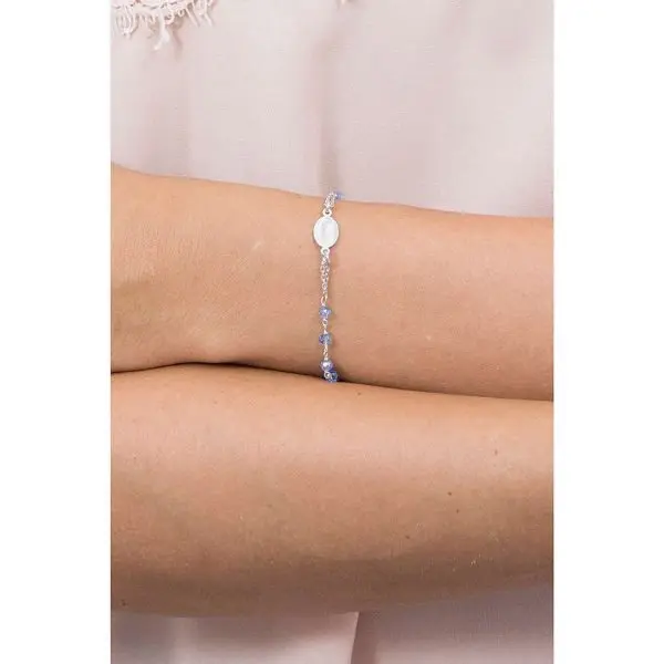 Bracciale Donna Amen Rosario In Argento 925 Rodiato E Cristalli Cangianti Azzurro Cielo 1 Verre Gioielli - l'istituzione del gioiello